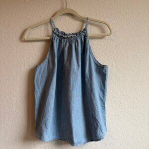 Gap Women Medium Chambray Cotton Spaghetti Strap Top Cowgirl Flirty Summer